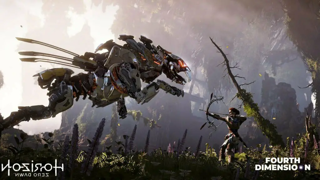 alloy apuantando a una maquina del videojueog horizon zero dawn