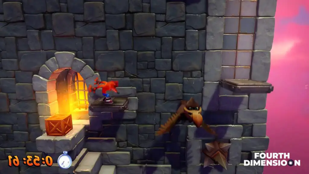 nivel slippery climp del videojuego crash bandicoot