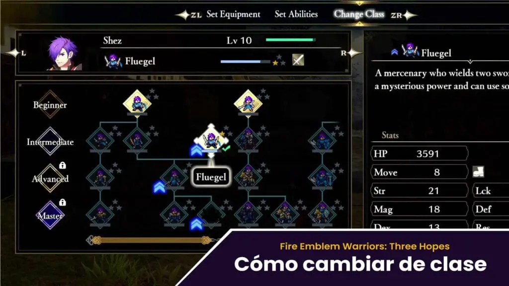 Fire Emblem Warriors Three Hopes - Cómo cambiar de clase